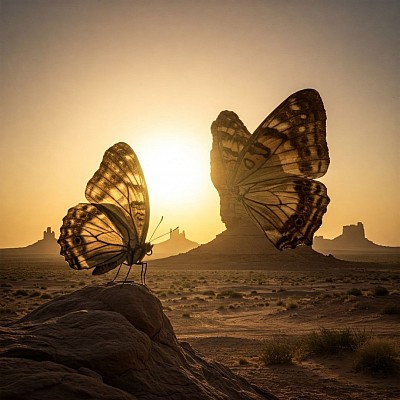 Butterflies, desert, magic, mountain